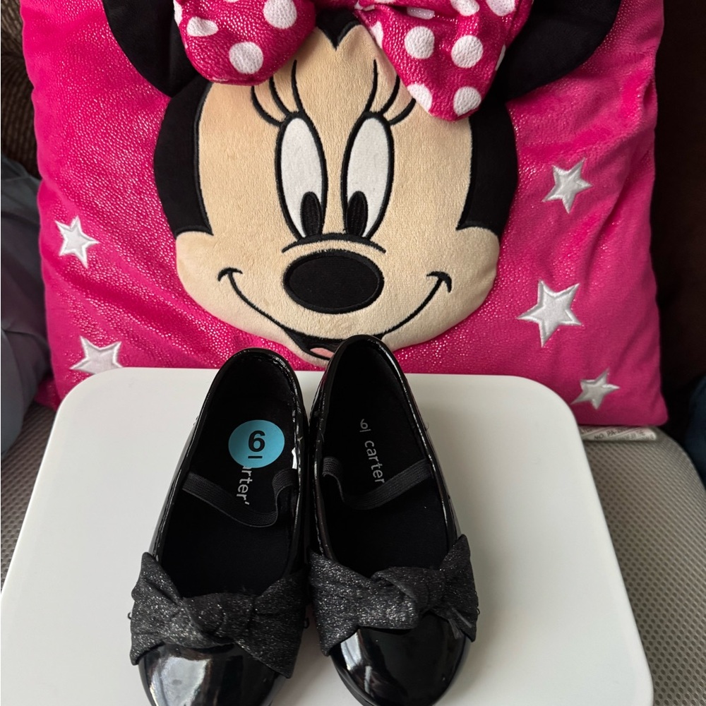 Carter's Shiny Black Dress Shoes with Bow